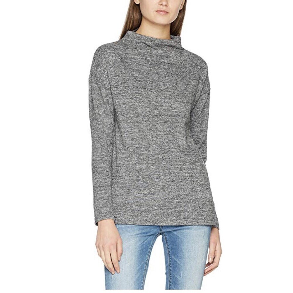 ICHI Women's Linea High Neck Long Sleeve Sweater In Grey Melange Size S
